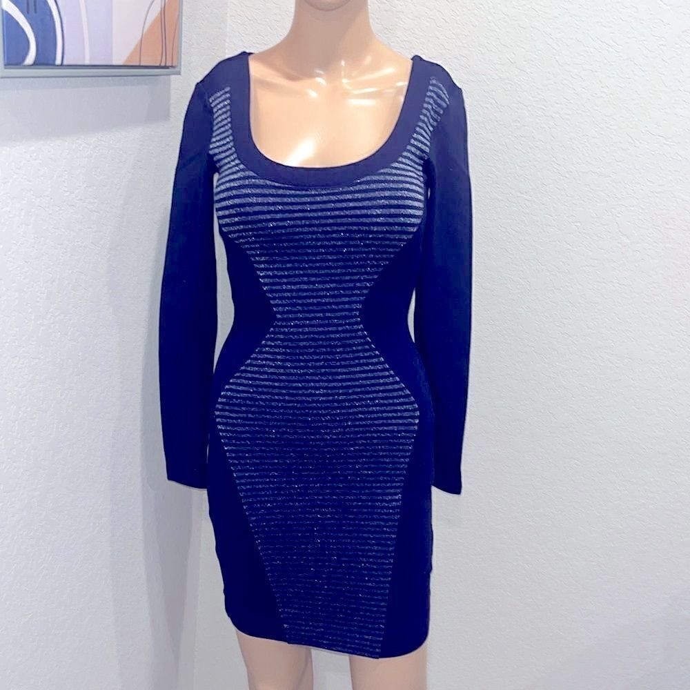 Vintage French connection navy blue striped mini dress